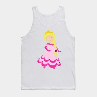 Cute Princess, Blonde Hair, Crown, Pink Dress Tank Top